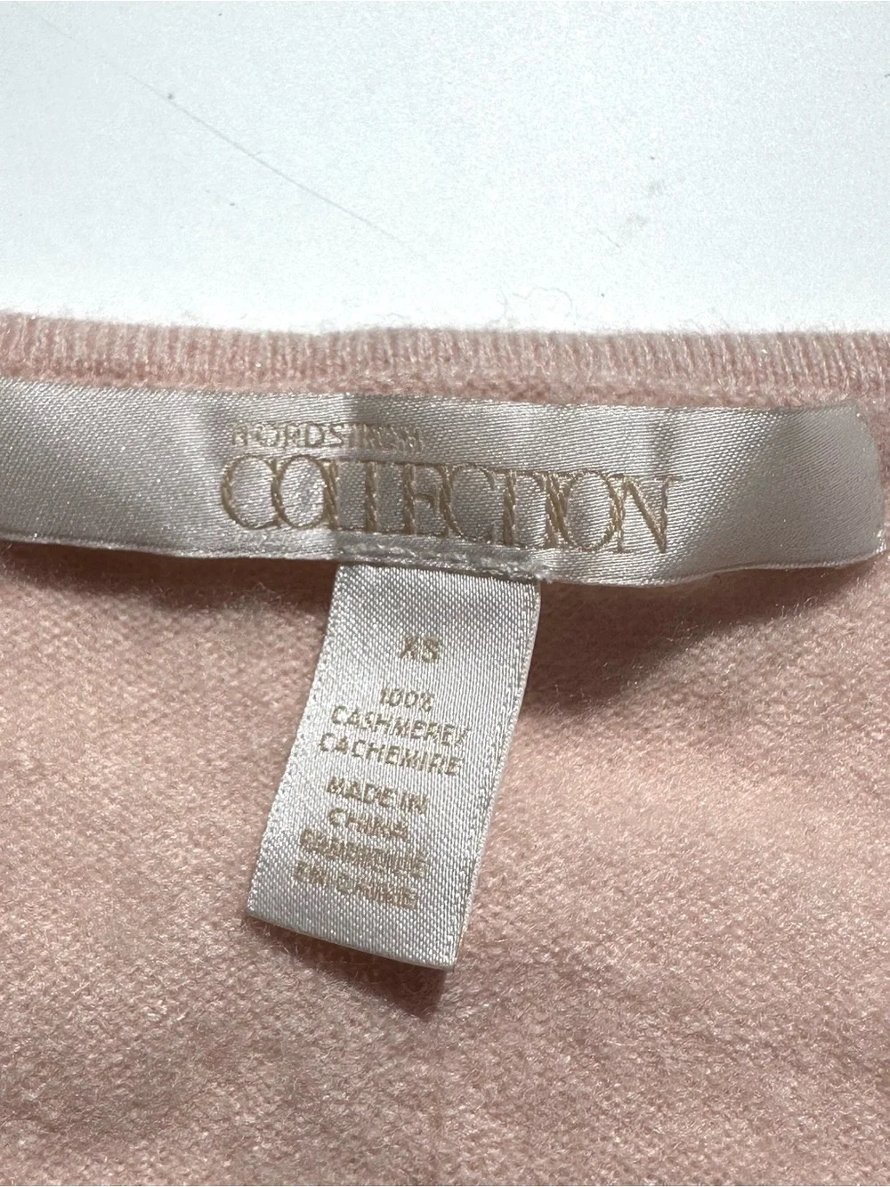 Nordstrom 100% Cashmere Brushed Soft Knit Crewneck Sweater, Light Blush Pink, XS